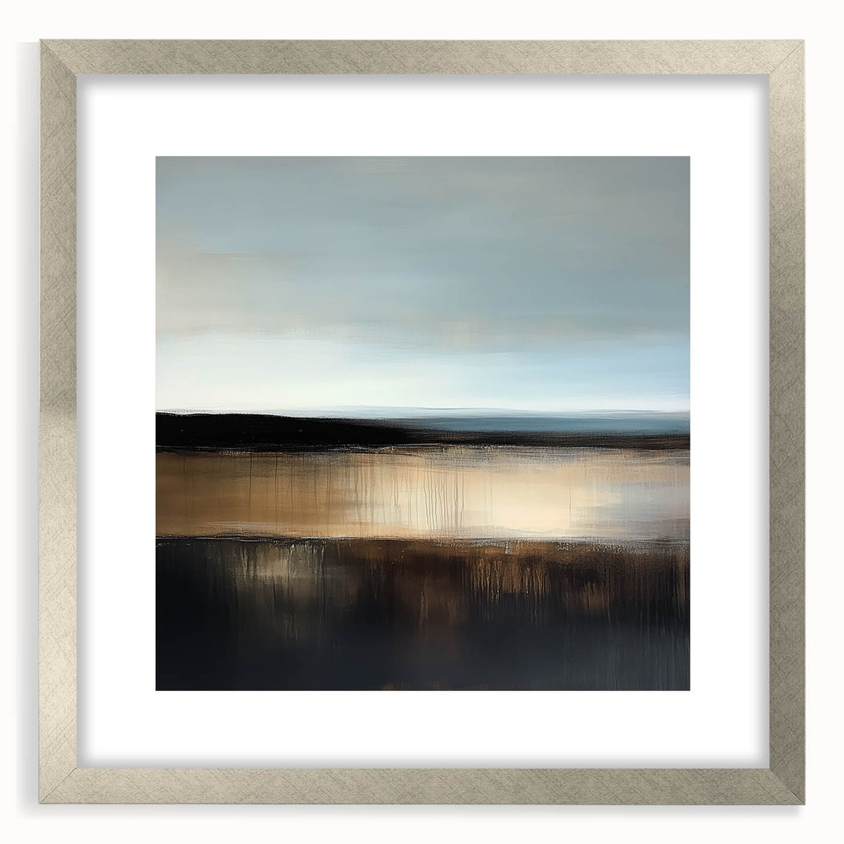 Colorful Abstract Wall Art – Earthy Brown and Blue Horizon Canvas