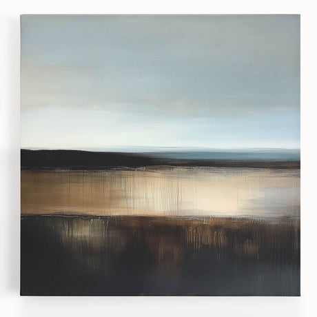 Colorful Abstract Wall Art – Earthy Brown and Blue Horizon Canvas