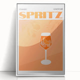 Art deco poster of assorted beverages in monochrome, acrylic framed, ideal for modern bar area decor.