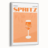 Vintage poster art of colorful food and drinks on a large framed canvas, ideal for living room decor.