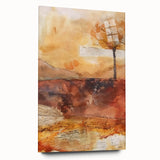 Large abstract wall art in mid-century modernist style, featuring autumnal shades on acrylic glass.