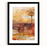 Extra large abstract art print featuring textured, colorful autumn foliage on canvas, ideal for living room decor.
