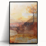 Large abstract wall art featuring autumnal colors on a black framed acrylic, ideal for modern living room decor.