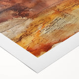 Art deco poster featuring an autumnal scene with warm orange and brown hues on a rolled canvas.