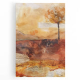 Large black and white stretched canvas featuring a minimalist fall tree design, ideal for kitchen wall art.