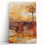 Large black and white stretched canvas depicting a fall season landscape, ideal for kitchen wall art or bedroom ambiance.