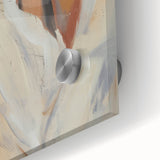 Abstract figurative acrylic painting on glass, showcasing vibrant colors of blue, red, and yellow, emphasizing intricate patterns and artistic expression. Ideal for modern decor.