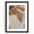 Abstract figurative art frame with a black mat showcasing a modern design, ideal for contemporary home decor, emphasizing artistic expression and elegance.