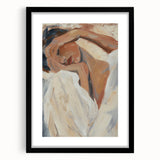 Abstract figurative art frame with a black mat showcasing a modern design, ideal for contemporary home decor, emphasizing artistic expression and elegance.