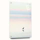 Abstract landscape design in vibrant colors, crafted on acrylic glass, showcasing a side view with decorative pins for wall mounting. This unique artwork adds a modern touch to any interior decor.