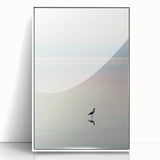 Framed abstract landscape artwork in a sleek white frame, showcasing vibrant colors and dynamic patterns, perfect for modern home decor. Ideal for adding a contemporary touch to living spaces or offices.