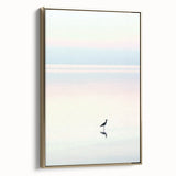 Framed abstract landscape canvas art with golden accents, showcasing a serene view of nature. Ideal for modern home decor, adding elegance to any room.