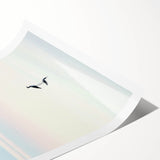 Abstract landscape rolled print showcasing vibrant hues of blue, green, and gold with dynamic brush strokes, ideal for modern home decor. Perfect for adding a touch of artistic flair to any space.