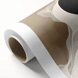 Abstract minimalist wall art on rolled canvas, showcasing soft pastel colors and geometric shapes, ideal for modern decor. Packaged securely in a cardboard tube.