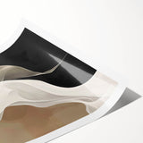 Abstract minimalist wall art print showcasing flowing lines and muted colors, rolled and securely packaged in a protective cardboard tube, perfect for modern decor.