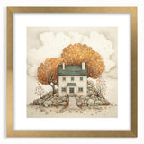 Extra large abstract art print featuring textured autumnal hues on a framed canvas, ideal for living room decor.