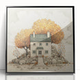 Large abstract wall art featuring mid-century modernist autumnal tones on a framed acrylic.