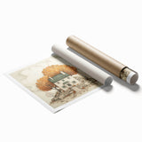 Extra large rolled canvas print featuring a floral art design in warm autumn hues, ideal for classy bathroom wall art.