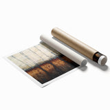 Abstract floral design print on rolled canvas, showcasing vibrant colors and intricate patterns, ideal for home decor or artistic displays, securely packaged in a protective tube.