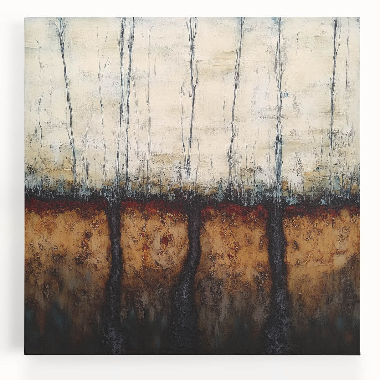 Rustic Abstract Tree Canvas Art - Modern Earthy Wall Décor