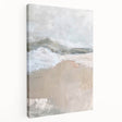 Abstract minimalist wall art on stretched canvas, displaying soft pastel colors and geometric shapes, ideal for modern home decor, viewed from the side.