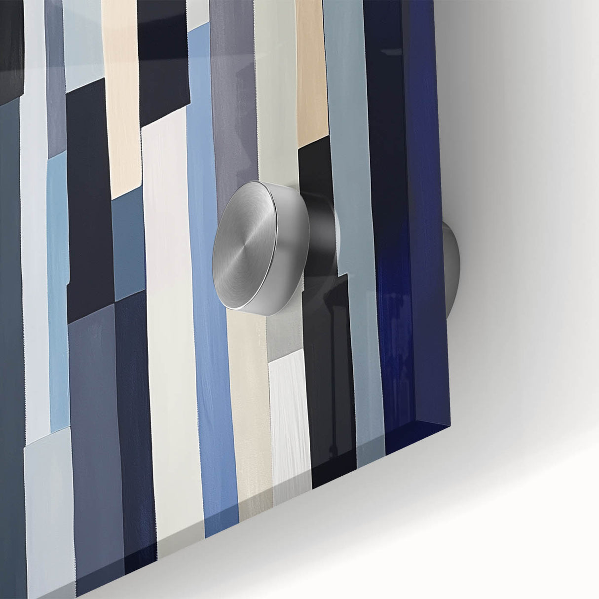 Geometric Abstract Wall Decor – Modern Navy, Gray & Beige Canvas