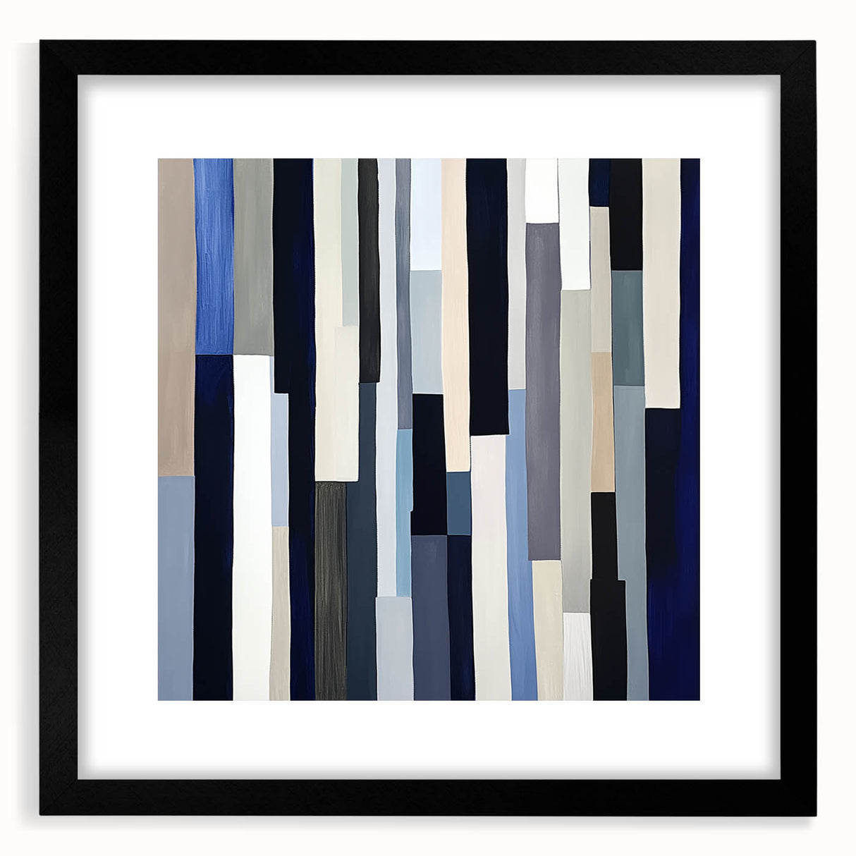 Geometric Abstract Wall Decor – Modern Navy, Gray & Beige Canvas