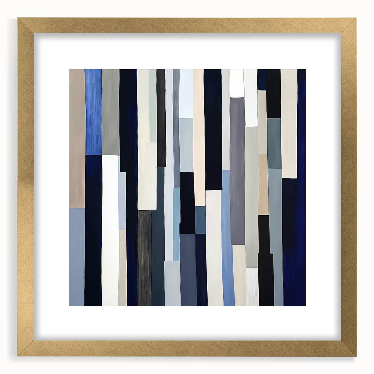 Geometric Abstract Wall Decor – Modern Navy, Gray & Beige Canvas