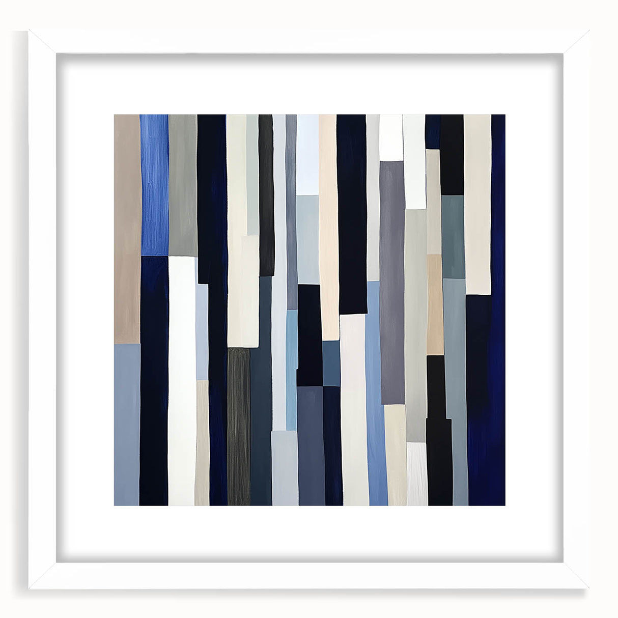 Geometric Abstract Wall Decor – Modern Navy, Gray & Beige Canvas
