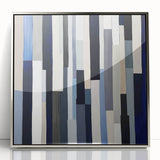 Geometric Abstract Wall Decor – Modern Navy, Gray & Beige Canvas