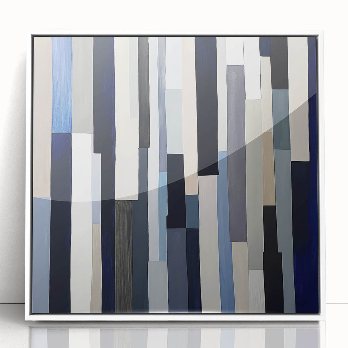 Geometric Abstract Wall Decor – Modern Navy, Gray & Beige Canvas