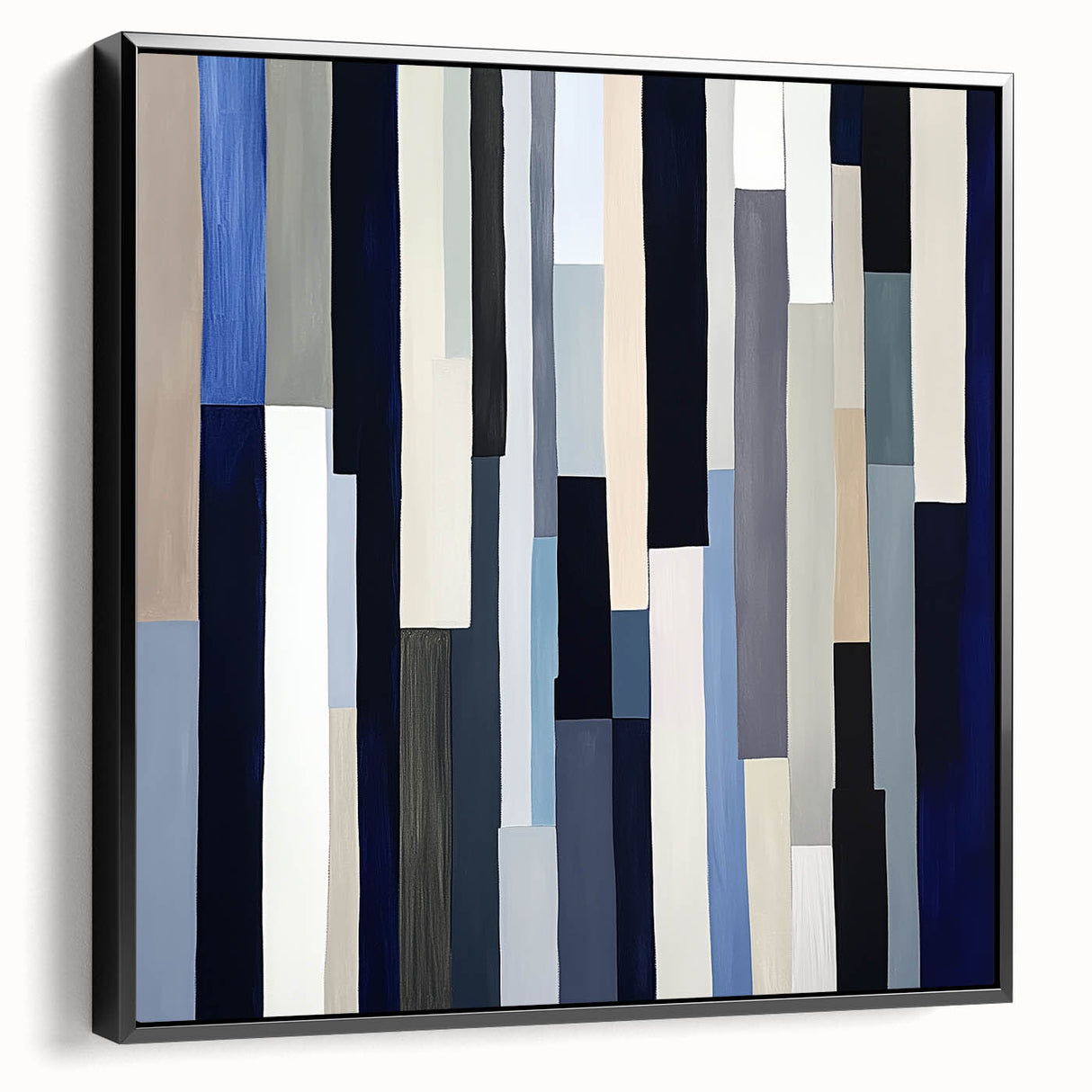 Geometric Abstract Wall Decor – Modern Navy, Gray & Beige Canvas