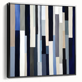 Geometric Abstract Wall Decor – Modern Navy, Gray & Beige Canvas