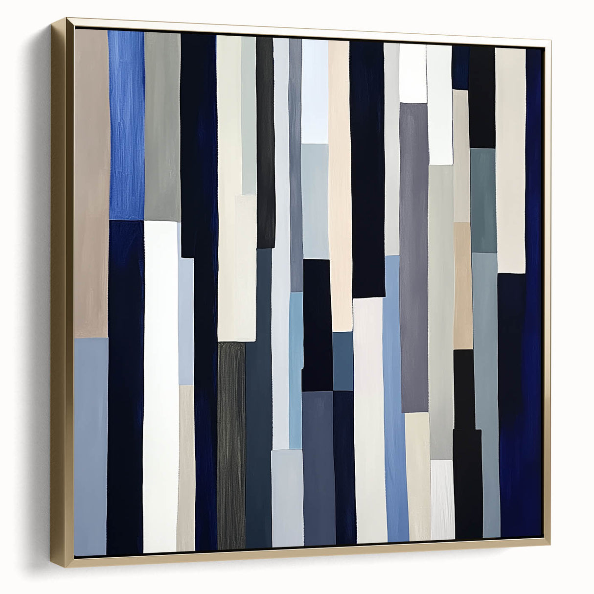 Geometric Abstract Wall Decor – Modern Navy, Gray & Beige Canvas