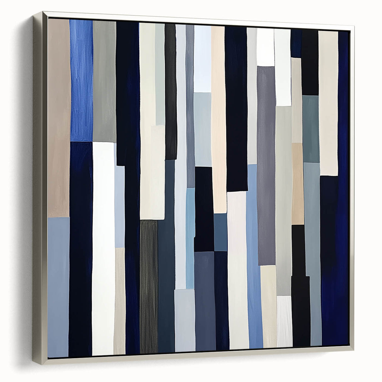 Geometric Abstract Wall Decor – Modern Navy, Gray & Beige Canvas