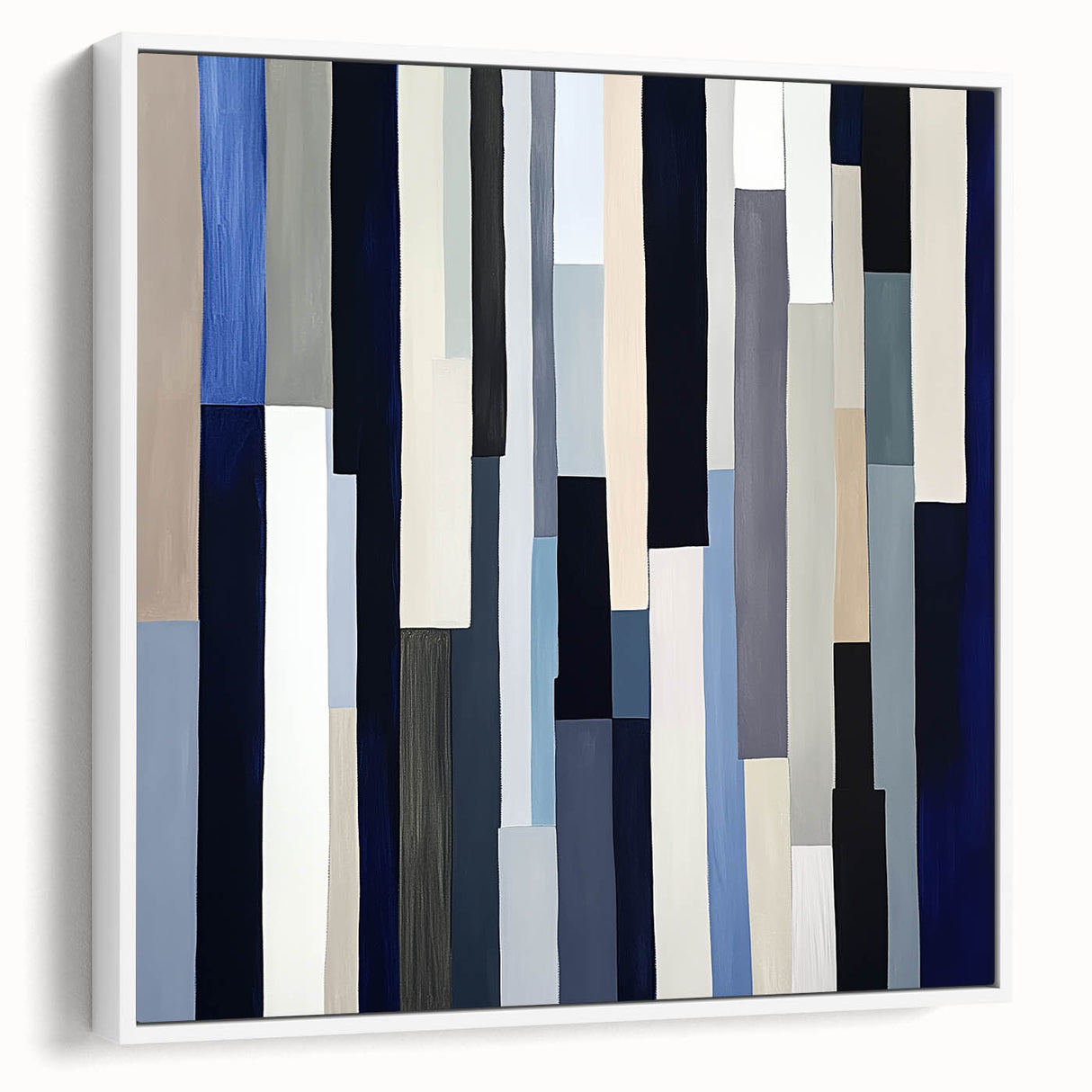 Geometric Abstract Wall Decor – Modern Navy, Gray & Beige Canvas