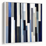 Geometric Abstract Wall Decor – Modern Navy, Gray & Beige Canvas