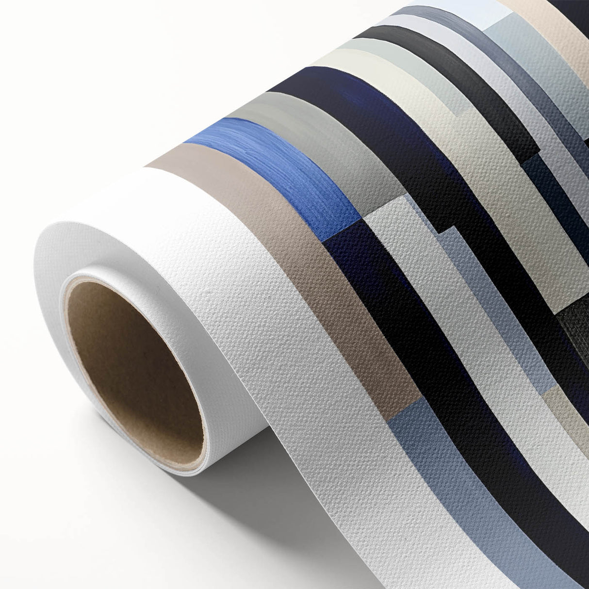 Geometric Abstract Wall Decor – Modern Navy, Gray & Beige Canvas