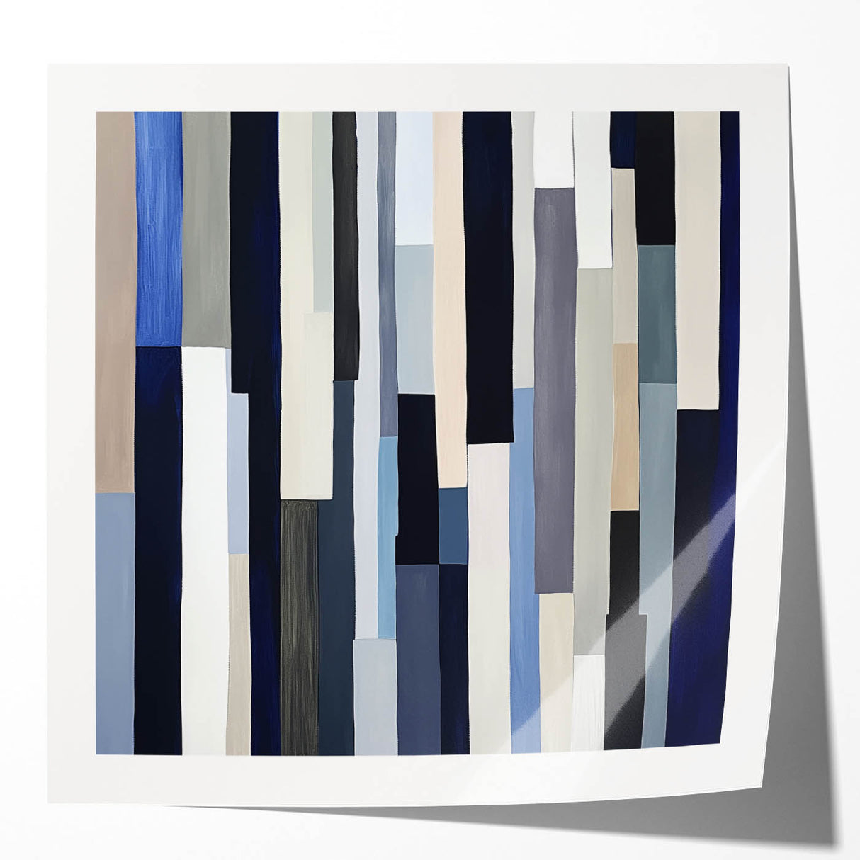 Geometric Abstract Wall Decor – Modern Navy, Gray & Beige Canvas