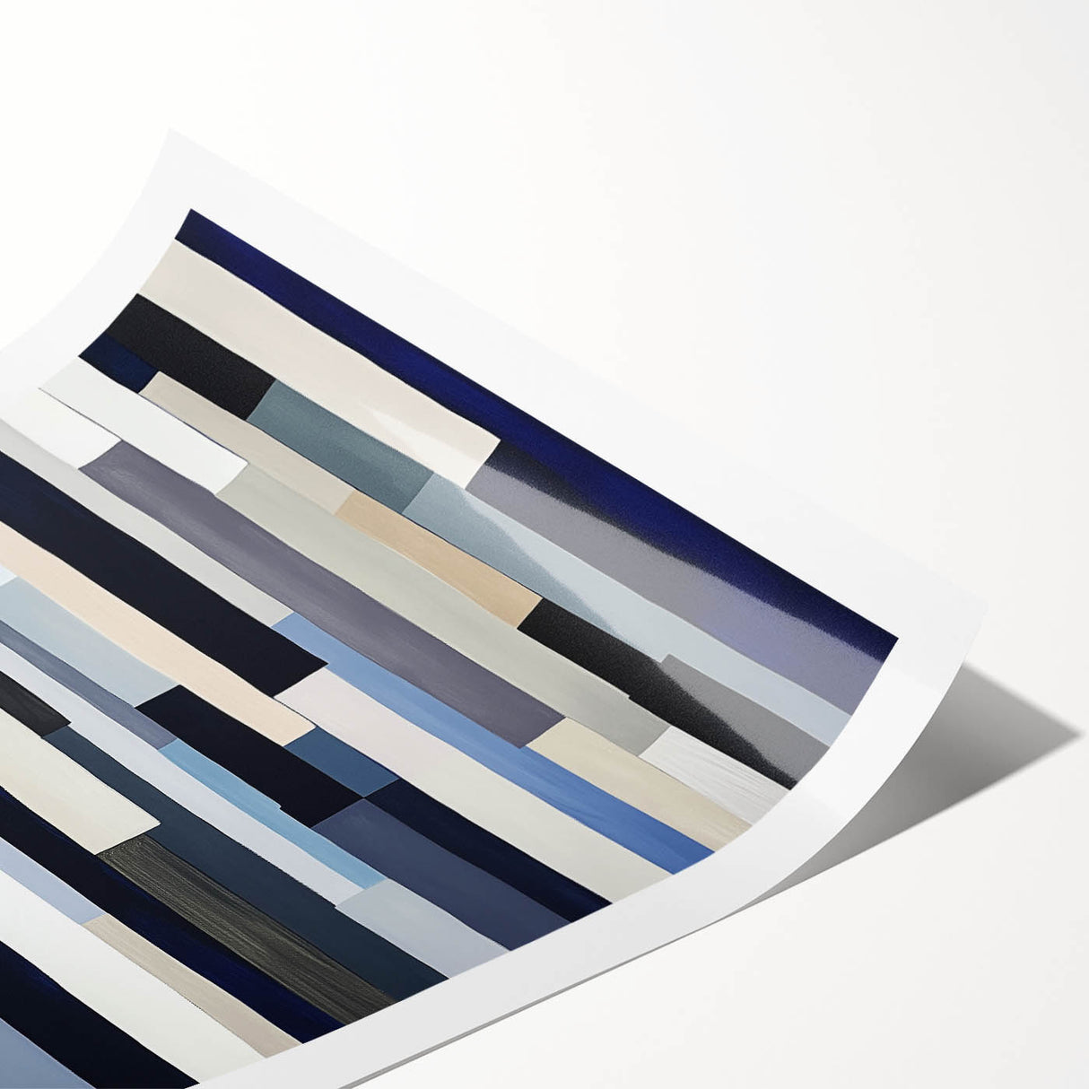 Geometric Abstract Wall Decor – Modern Navy, Gray & Beige Canvas