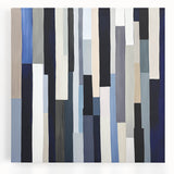 Geometric Abstract Wall Decor – Modern Navy, Gray & Beige Canvas