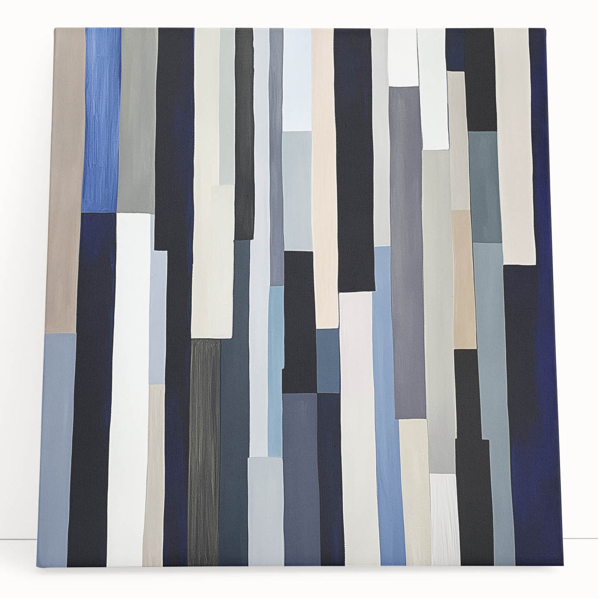 Geometric Abstract Wall Decor – Modern Navy, Gray & Beige Canvas