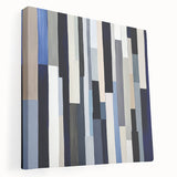 Geometric Abstract Wall Decor – Modern Navy, Gray & Beige Canvas
