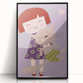 Happy Girl & Cat Girls Room Wall Art – Kids Room Art Print