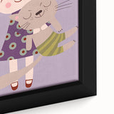 Happy Girl & Cat Girls Room Wall Art – Kids Room Art Print