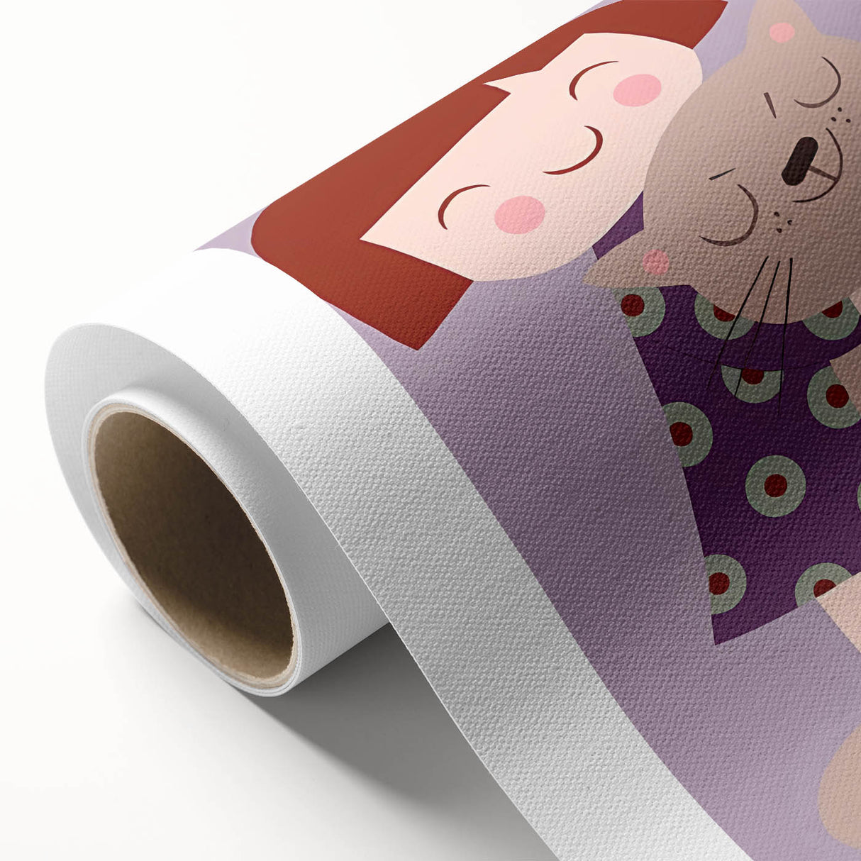 Happy Girl & Cat Girls Room Wall Art – Kids Room Art Print