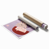 Happy Girl & Cat Girls Room Wall Art – Kids Room Art Print