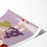 Happy Girl & Cat Girls Room Wall Art – Kids Room Art Print