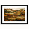 Extra large abstract art print with vibrant fall colors on textured canvas, framed in black, ideal for living room decor.
