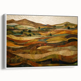Vintage poster art of autumn foliage on a white framed canvas, colorful and large, ideal for living room decor.